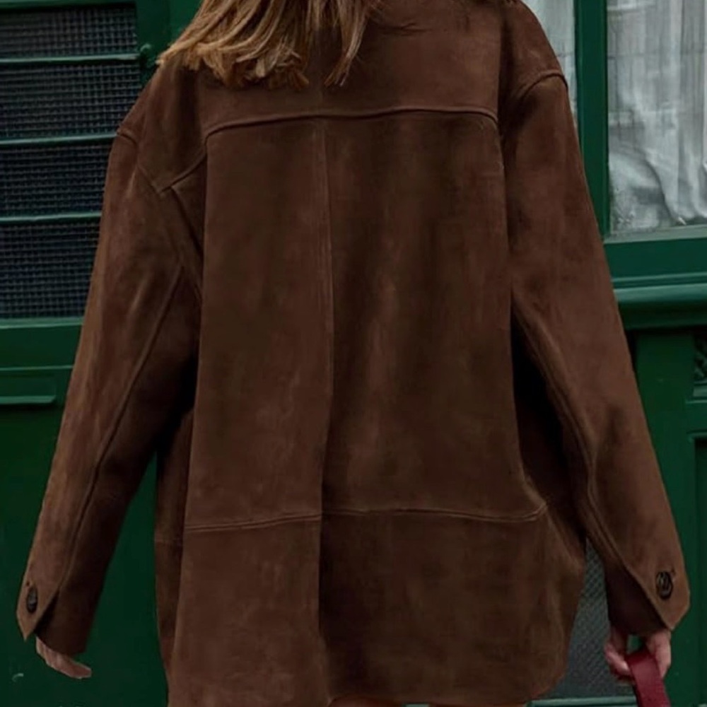 Brown Suede Button-Front Jacket NWT - image 2